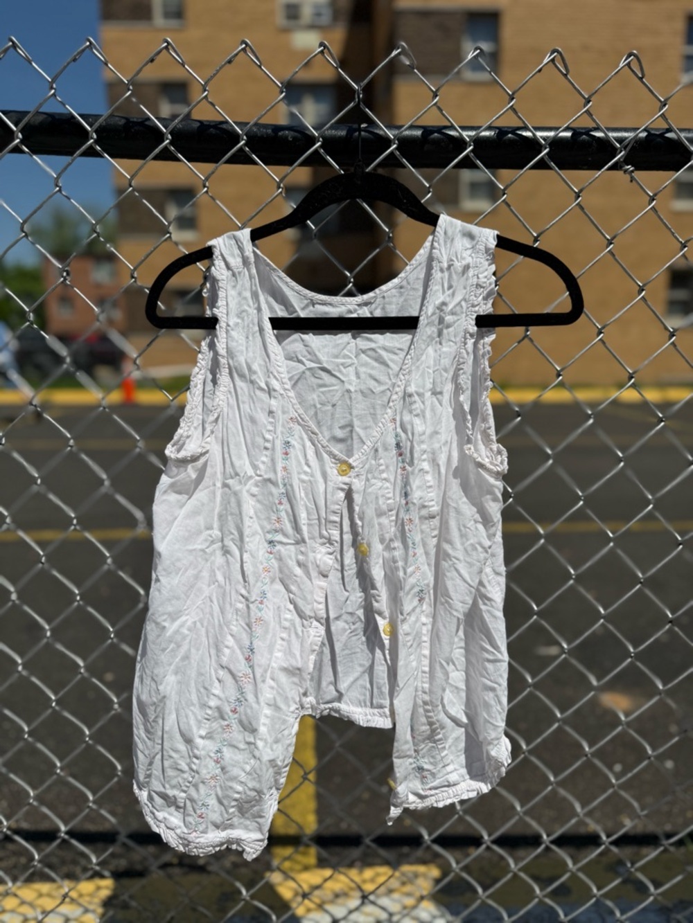 White Sleeveless Button-Front Women’s Top